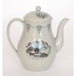 A Eric Ravilious for Wedgwood Travel pattern coffee pot decorated with a roundel of a vintage bus