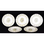 A set of five Eric Ravilious for Wedgwood Garden pattern bread plates each decorated with a tree,