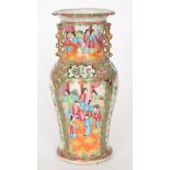 A late 19th to early 20th Century Chinese Canton enamel famille rose vase decorated with cartouche