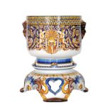 A 19th Century Gien, French Faience jardiniere and stand,