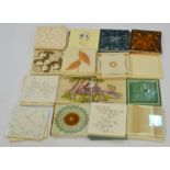 A large collection of assorted 6" tiles to include three Pilkington's examples,