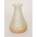 Kralik - A large early 20th Century glass vase of tapered sleeve form with a tight wave rim