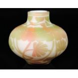 Beckman & Weis - An early 20th Century cameo glass of compressed ovoid form with collar neck,