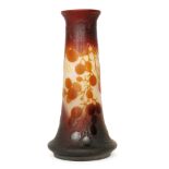 Galle - A large cameo glass vase with swept low shoulder rising to a slender sleeve form body with