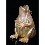 Loetz - A small novelty posy vase in the form of a stylised seated frog with fluted body and