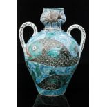 William de Morgan - A large twin handled vase,