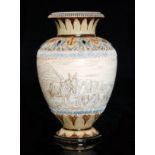 Hannah Barlow - A late 19th Century footed baluster vase decorated with an incised landscape with