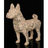 A large Sichuan pottery model of a dog, Han Dynasty (206 BC - AD 220), modelled standing foursquare,