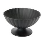 A Wedgwood black basalt pedestal bowl of fluted form by Norman Wilson, impressed marks, NW monogram,