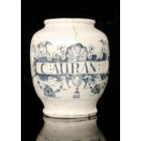 An early 18th Century Lambeth Delft dry drug jar,