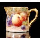 A miniature Royal Worcester Fallen Fruit cream jug decorated in the round by Price with hand