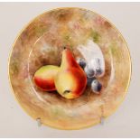 A Royal Worcester Fallen Fruit pin dish decorated by Delaney with hand painted pears and grapes,