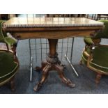 A 19th Century rosewood fold-over card table,