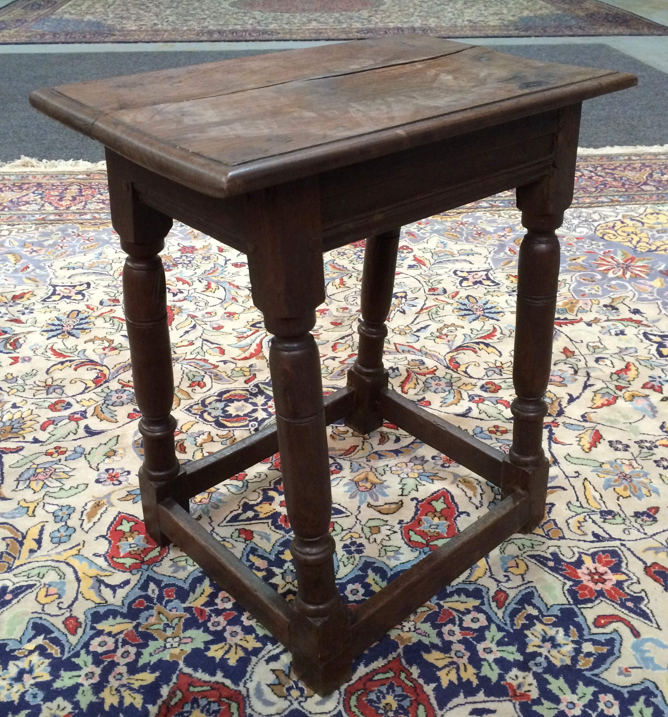 A late 17th to early 18th Century oak joint stool,