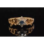 A 9ct hallmarked sapphire and diamond cluster ring,