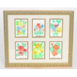 Four framed watercolour studies of flowers by Ethel Barrow,