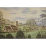 JOHN LAWLEY (CONTEMPORARY) - Morville Church and Hall, Shropshire, watercolour, signed, framed, 14.