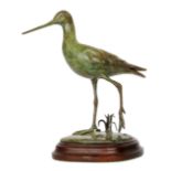 Patricia Northcroft (Contemporary) - A bronze study of a whimbrel in walking pose,