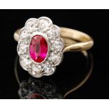 An early 20th Century ruby and diamond cluster,