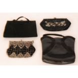 Four 1930s lady's vintage handbags comprising two beaded examples,