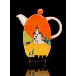 A tribute Bon Jour shape coffee pot after the Clarice Cliff Applique Lucerne,