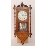 A late 19th Century wall clock in Tunbridgeware style inlaid case, the dial signed 'Kay, Worcester',