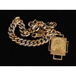 A 20th Century Egyptian 18ct two tone curb link bracelet designed with three alternating white and