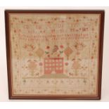 An early 19th Century silk embroidered sampler worked by Mary Fearby, born 1814, aged 11,