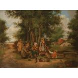 ENGLISH SCHOOL (LATE 19TH CENTURY) - A pause for refreshment, oil on canvas, framed,