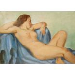 ALBAT BRNO (20TH CENTURY) - Reclining female nude, oil on board, signed, framed,