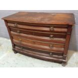 A late 19th Century mahogany chest of four long drawers, with reeded detail to the drawer fronts,