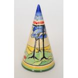 A Terry Abbots tribute conical sugar sifter decorated in the Blue Firs pattern,