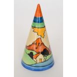 A Terry Abbots tribute conical sugar sifter decorated in the Mountain pattern,