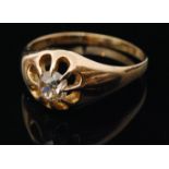 A late 19th Century gentleman's diamond solitaire ring, claw set old cut stone,