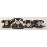 A collection of four 1930s and later black cradle telephones including a bell set model No 44 (4)