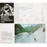 A pamphlet signed by the 1972 British Everest Expedition team led by Chris Bonington,