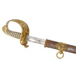 A 19th Century Yeomanry officers sword 91cm engraved blade decorated with rider on horseback and