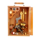 A Watson and Sons lacquered brass microscope No 4089,