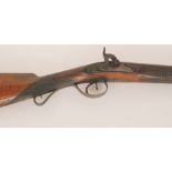A 19th Century percussion double barrel shotgun, the lock plate marked Simmons, 53cm barrels, A/F.