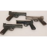 Three Webley & Scott .177 Senior air pistols together with a Webley Junior .