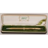 An 18K gold Irish Cross ball point pen marked .750, in a presentation case.