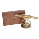 An early 19th Century brass compass by W C Cox Devonport with theodolite attachment in a fitted