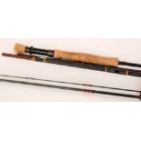 Three named carbon fibre two piece fly rods each and cases (3)