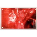 A 20th Century perspex wall panel of Muhammad Ali with left finger raised titled 'If you even dream