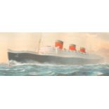 Three Cunard 1950/60s cruise liner posters for Mauretania, Queen Mary and Sylvania 49.5cm x 74.