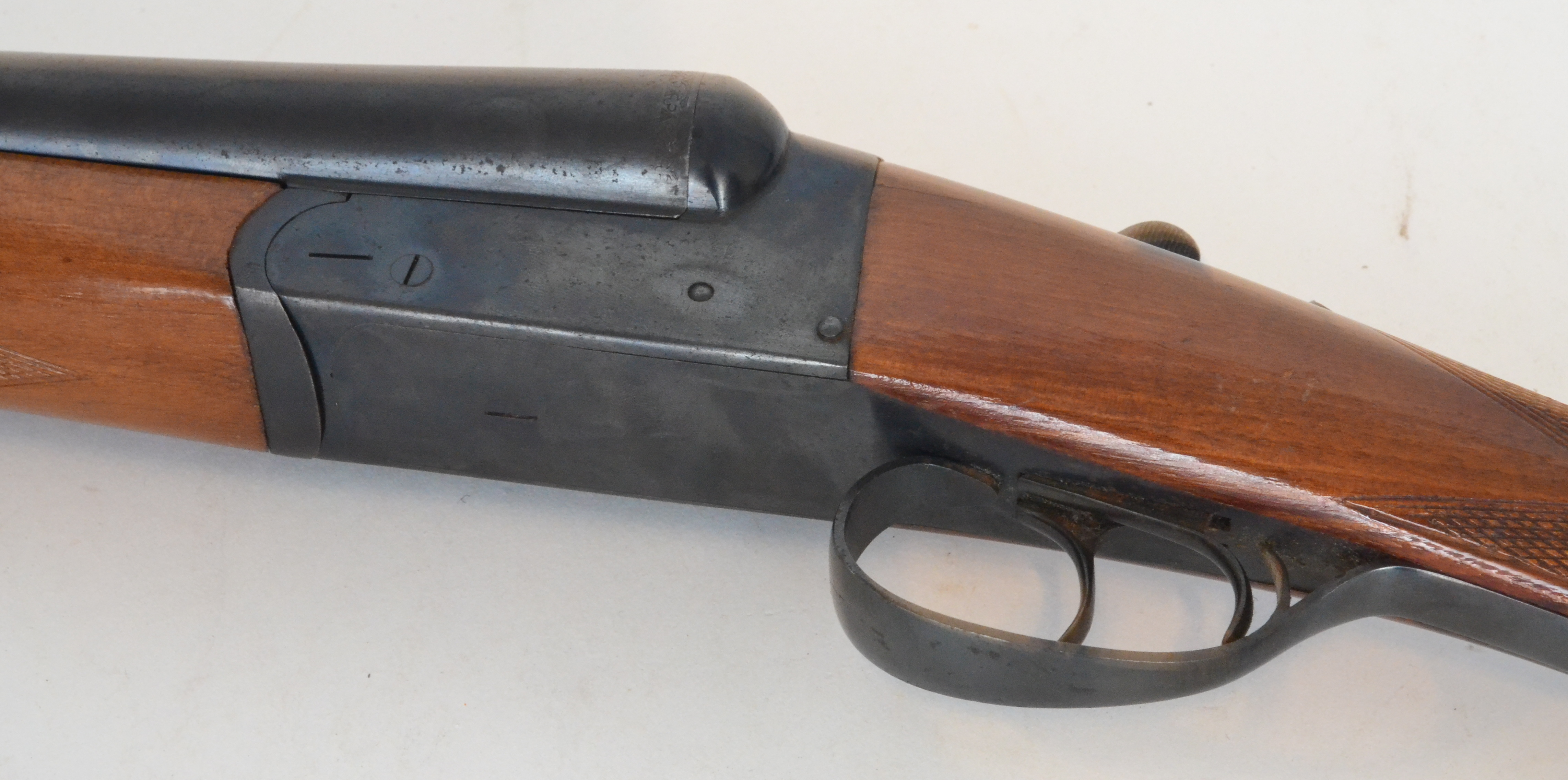 A Spanish side by side 12 bore double barrel shotgun. Shotgun certificate required upon purchase.