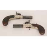 A pair of 19th Century percussion muff pistols by S Cartwright,