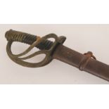 A 20th Century American officers sabre and metal scabbard, blade 88.5cm.