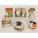 A collection of assorted Victorian farings each modelled with pigs to include 'A present from