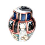 A small Moorcroft Pottery ginger jar and cover decorated in the Twinkle Twinkle Little Star pattern